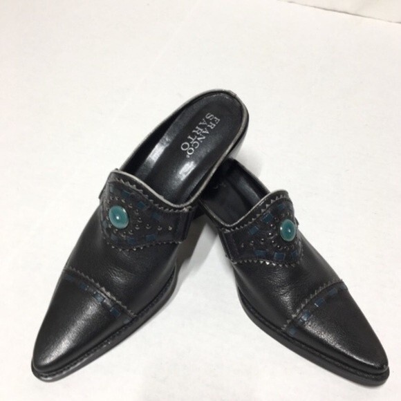 Franco Sarto Western Boho Cowgirl Leather Mules - Picture 3 of 8